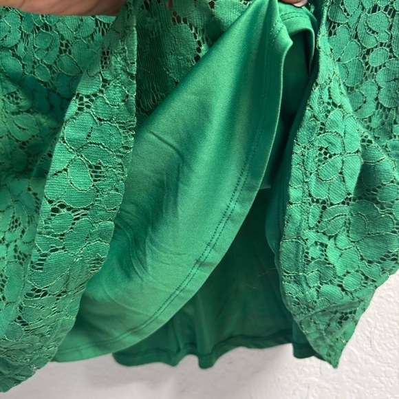 Express Green Lace Scoop Necl Cap Sleeve Popplin Top M - Picture 4 of 8